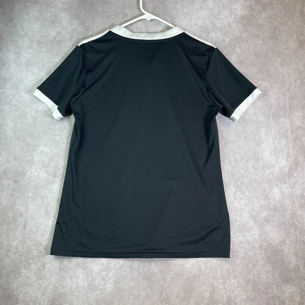 Adidas Jersey Mens Medium Black Striped Soccer Football Performance Climalite